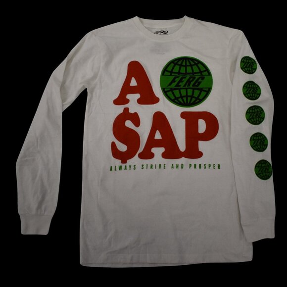 ASAP A$AP Ferg Mens Always Strive & Prosper White Long Sleeve Shirt New S, M, XL - Picture 1 of 5